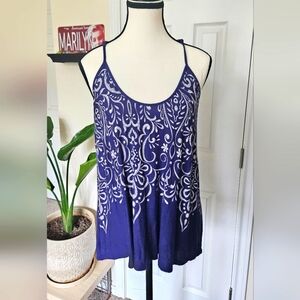 Navy floral print tank top